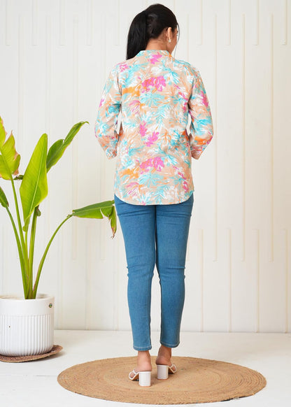 Lamenda Fashions Floral Printed Shirt Style Top