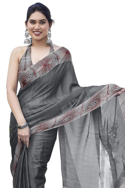 Women's Chiffon Printed Saree with BlousePiece