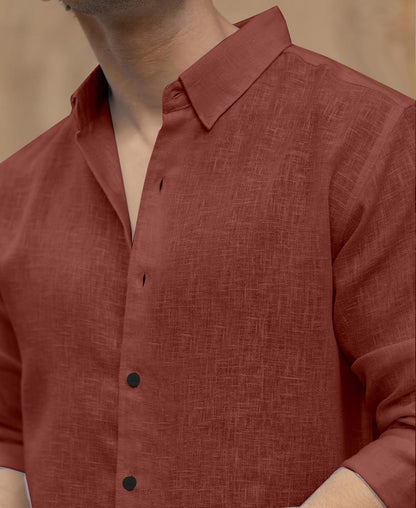 Men's Solid Linen Cotton Shirt | Casual | Plain