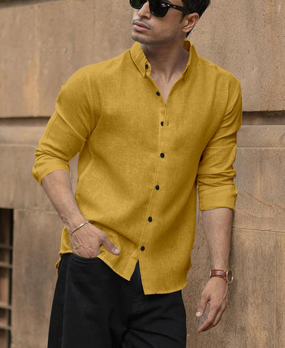 Men's Solid Linen Cotton Shirt | Casual | Plain