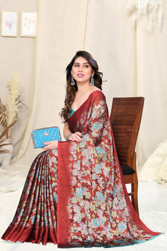 Floral Printed Saree with Blouse Piece