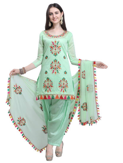 EthnicJunction Women's Chanderi Cotton Embroidered