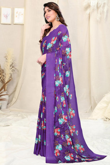 Floral Printed Saree with Blouse Piece