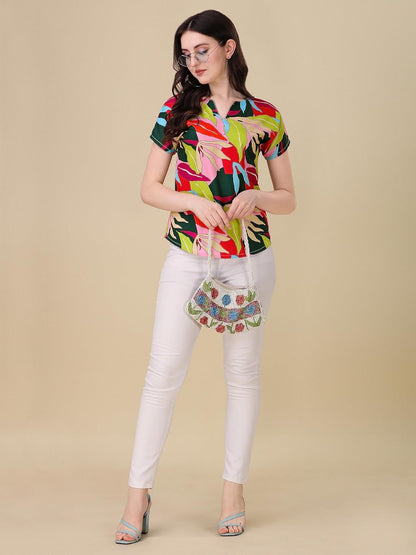 Sheetal Associates Women's Casual Regular Sleeves Printed Top,Multicolor