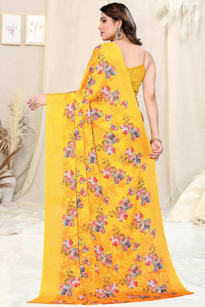 Floral Printed Saree with Blouse Piece