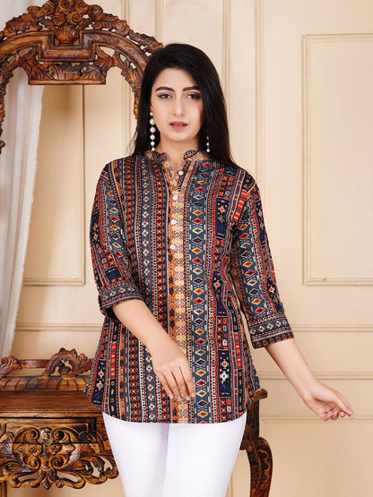 FebQ Women's Polycotton Fabric 3/4 Sleeves