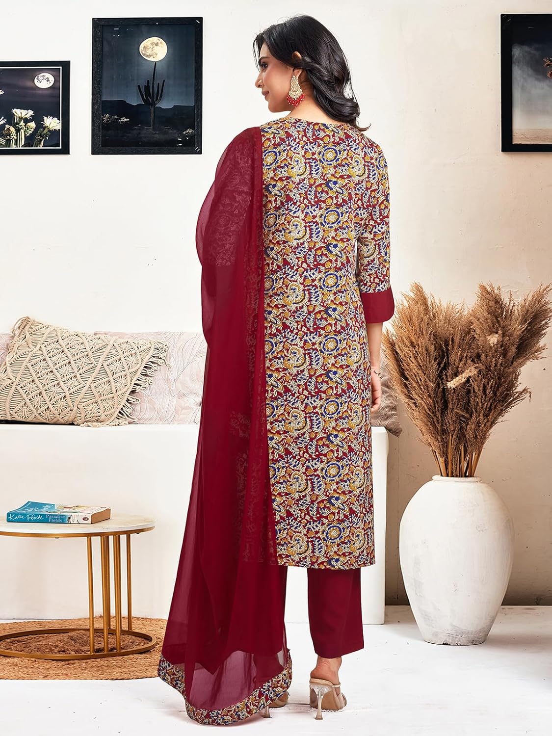 Women's Crepe Printed Kurta with Pant and Dupatta Set