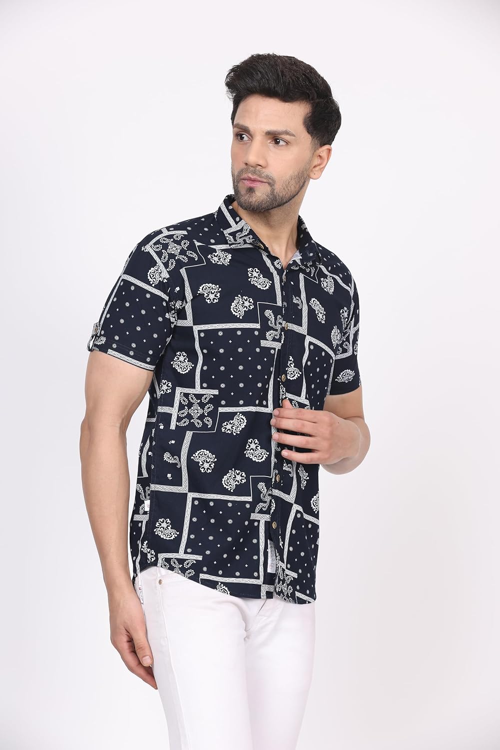 CVC Men's Regular Fit Half Sleeve Printed Shirt