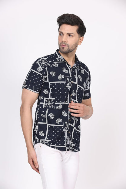 CVC Men's Regular Fit Half Sleeve Printed Shirt