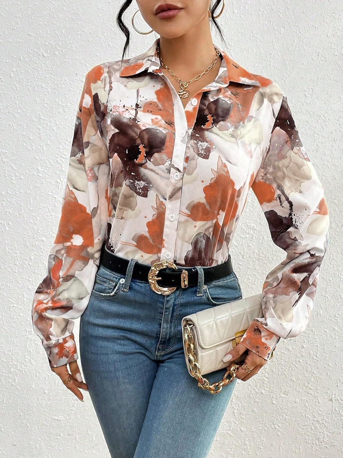 KATECLO Women's Full Sleeve Floral Print Shirt