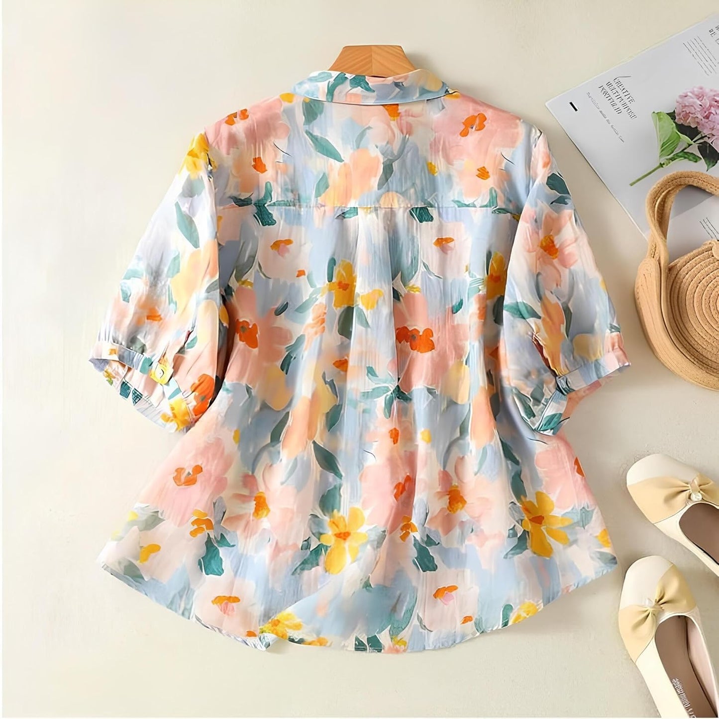 Gufrina Women Mustard Multicolor Floral Print Button