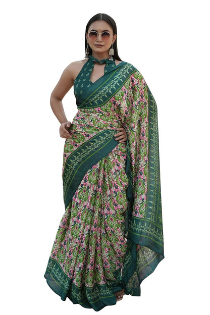 Chiffon Printed Women Saree with Blouse Piece