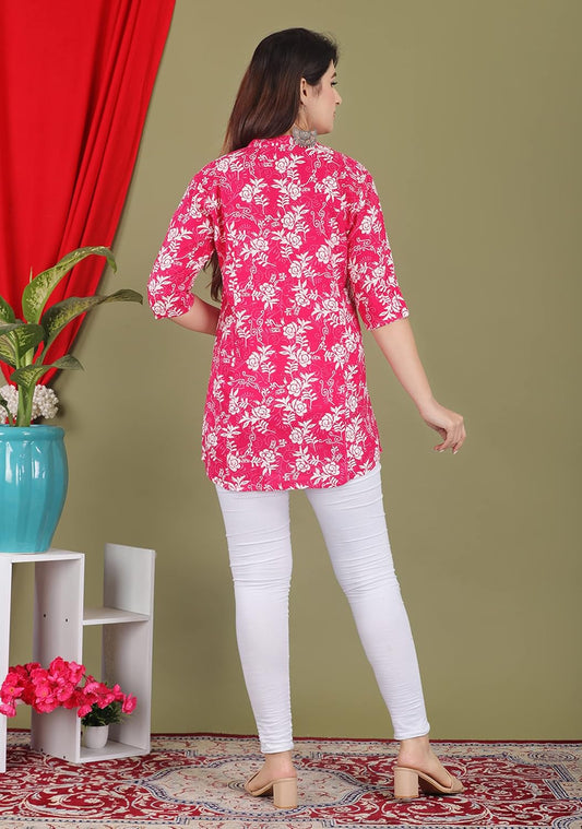 Gudwear Stylish Printed Button Down Style Shirt Top for Women