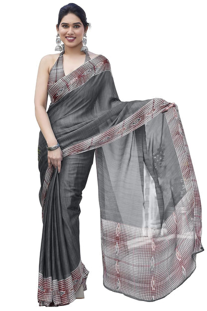 Women's Chiffon Printed Saree with BlousePiece