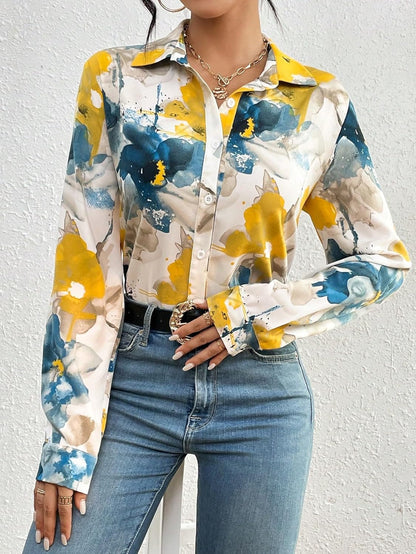 KATECLO Women's Full Sleeve Floral Print Shirt