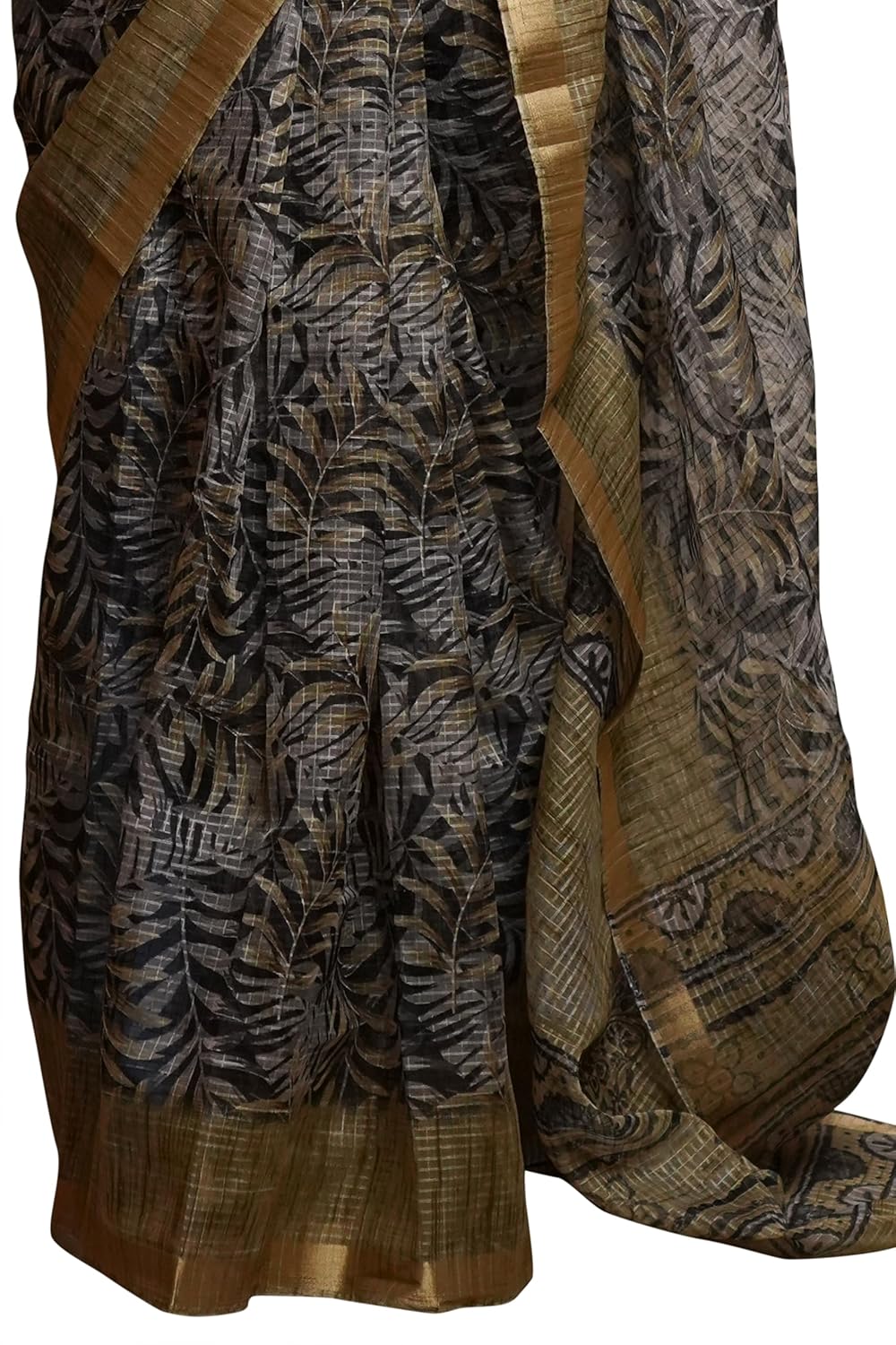 KotaDoriaPolyester Mix Leaf Floral Printed Saree