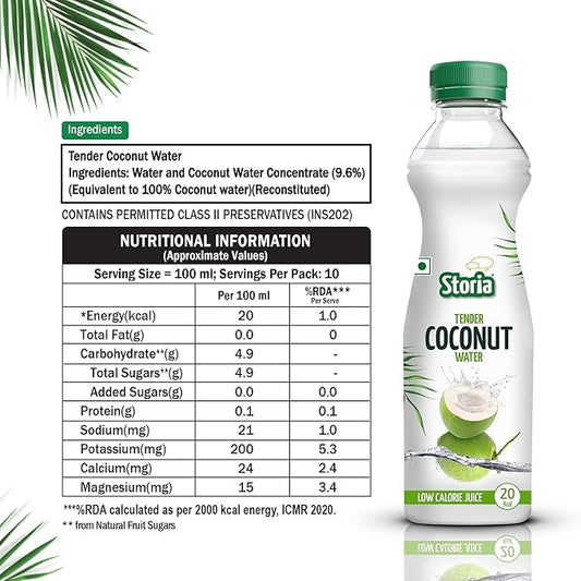 Storia Tender Coconut Water- No Added Sugar - 1000 ml PET Bottle (Pack of 1)