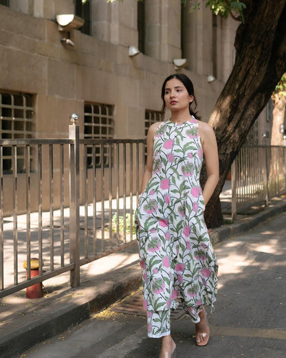 Women's Rayon Blend Straight Block Printed Kurta & Pant