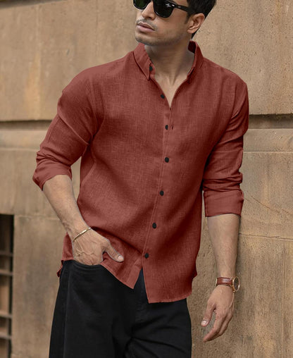 Men's Solid Linen Cotton Shirt | Casual | Plain