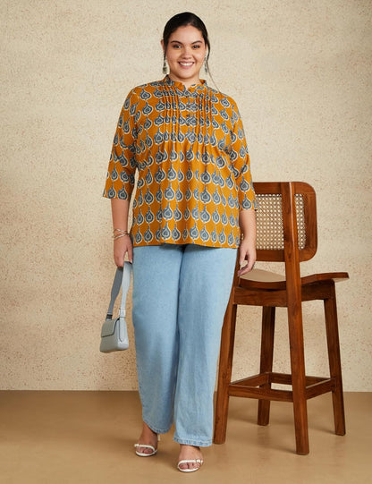 Myx Women's Cotton Printed A-line Short Kurti