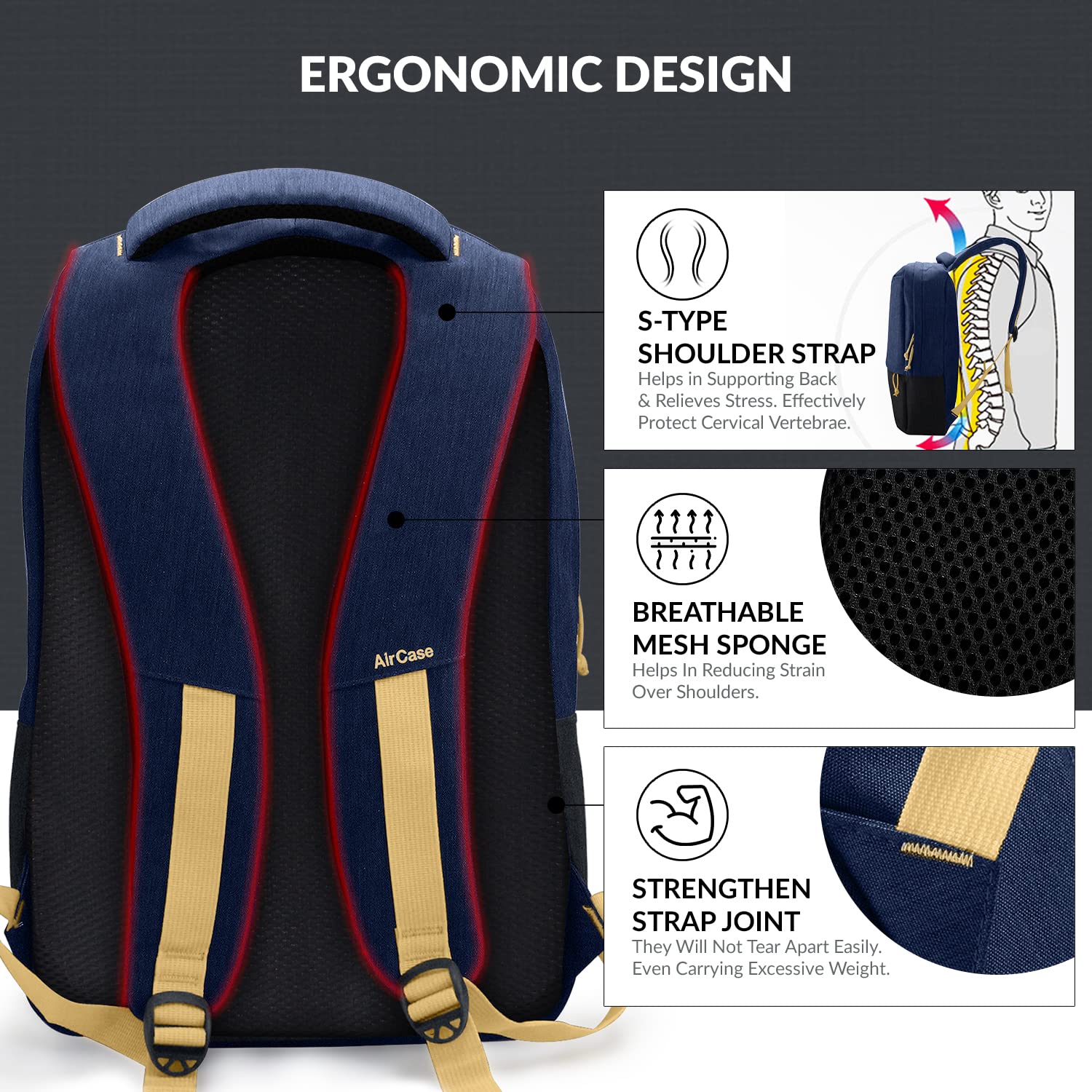 AirCase Casual Water resistant Laptop Backpack - alphahostel.in