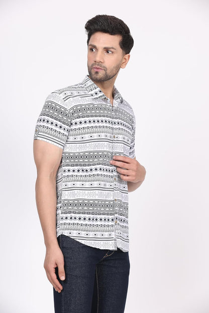 CVC Men's Regular Fit Half Sleeve Printed Shirt