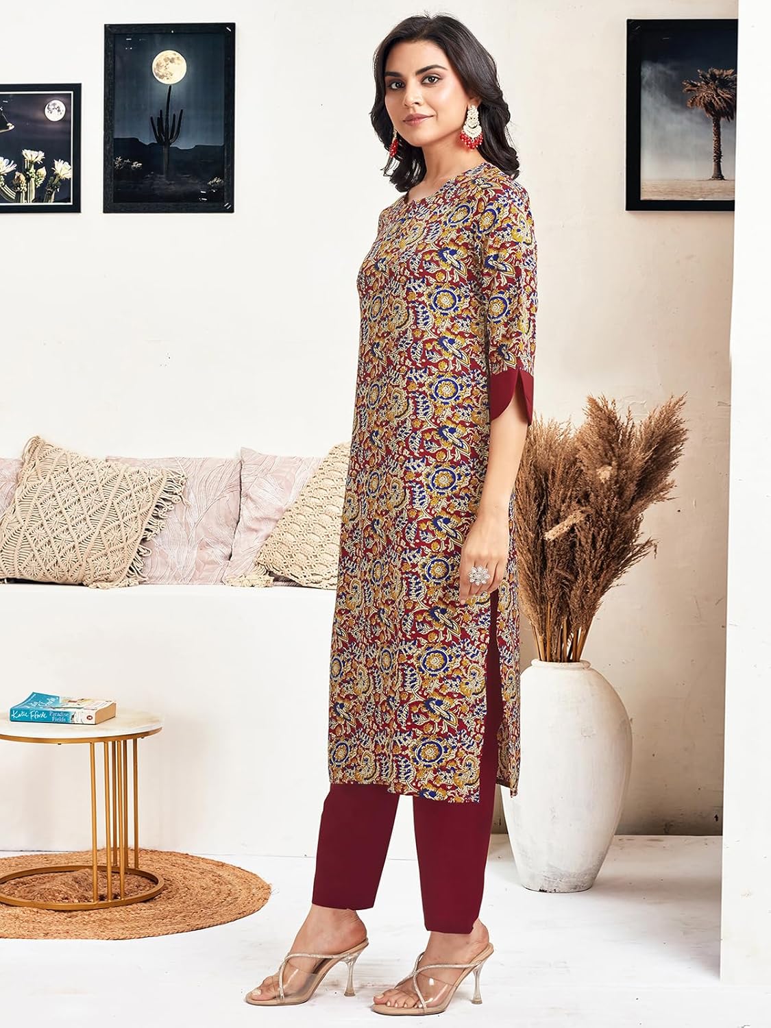 Women's Crepe Printed Kurta with Pant and Dupatta Set