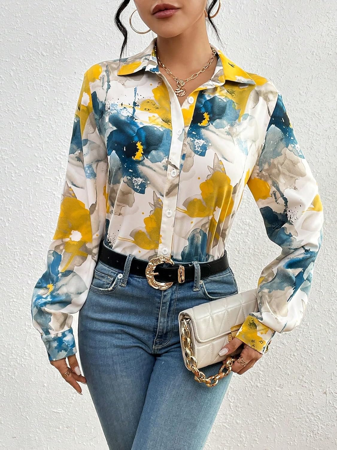 KATECLO Women's Full Sleeve Floral Print Shirt