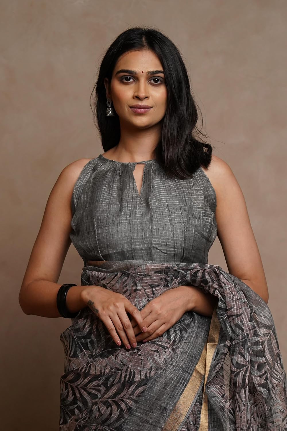 KotaDoriaPolyester Mix Leaf Floral Printed Saree