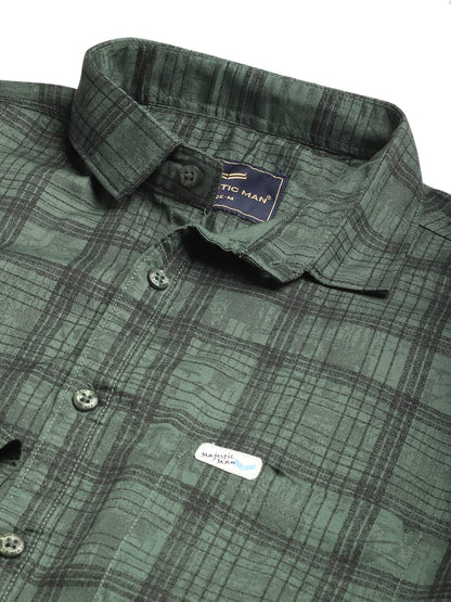 Majestic Man Cotton Checkered Slim Fit Casual Shirt