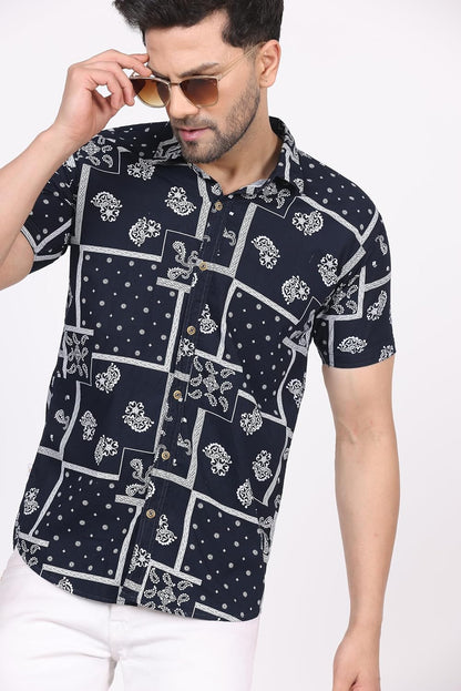 CVC Men's Regular Fit Half Sleeve Printed Shirt