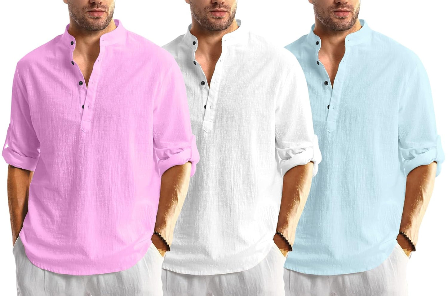 Men Solid Cotton Blend Straight Kurta Shirt Pack of 2