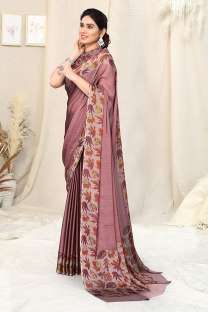 Chiffon Printed Women Saree with Blouse Piece