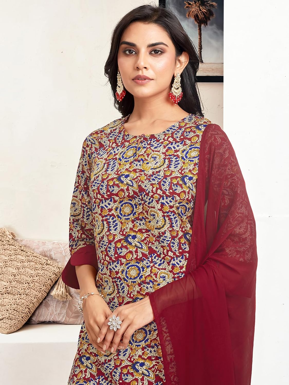 Women's Crepe Printed Kurta with Pant and Dupatta Set