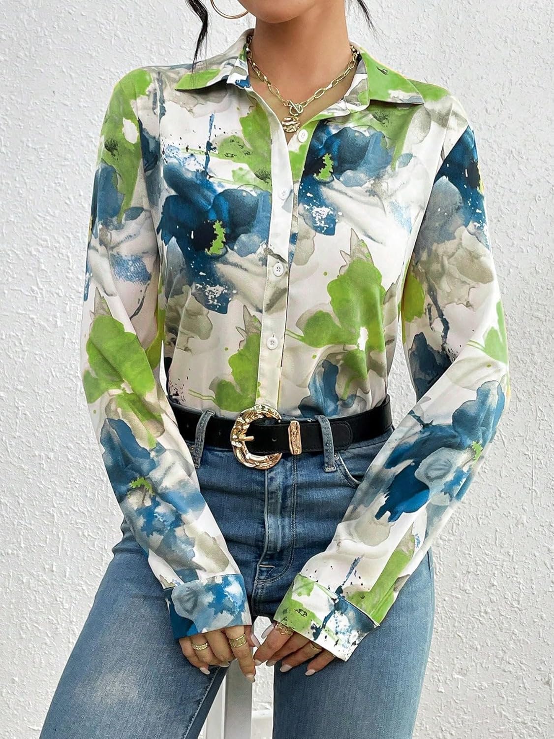 KATECLO Women's Full Sleeve Floral Print Shirt
