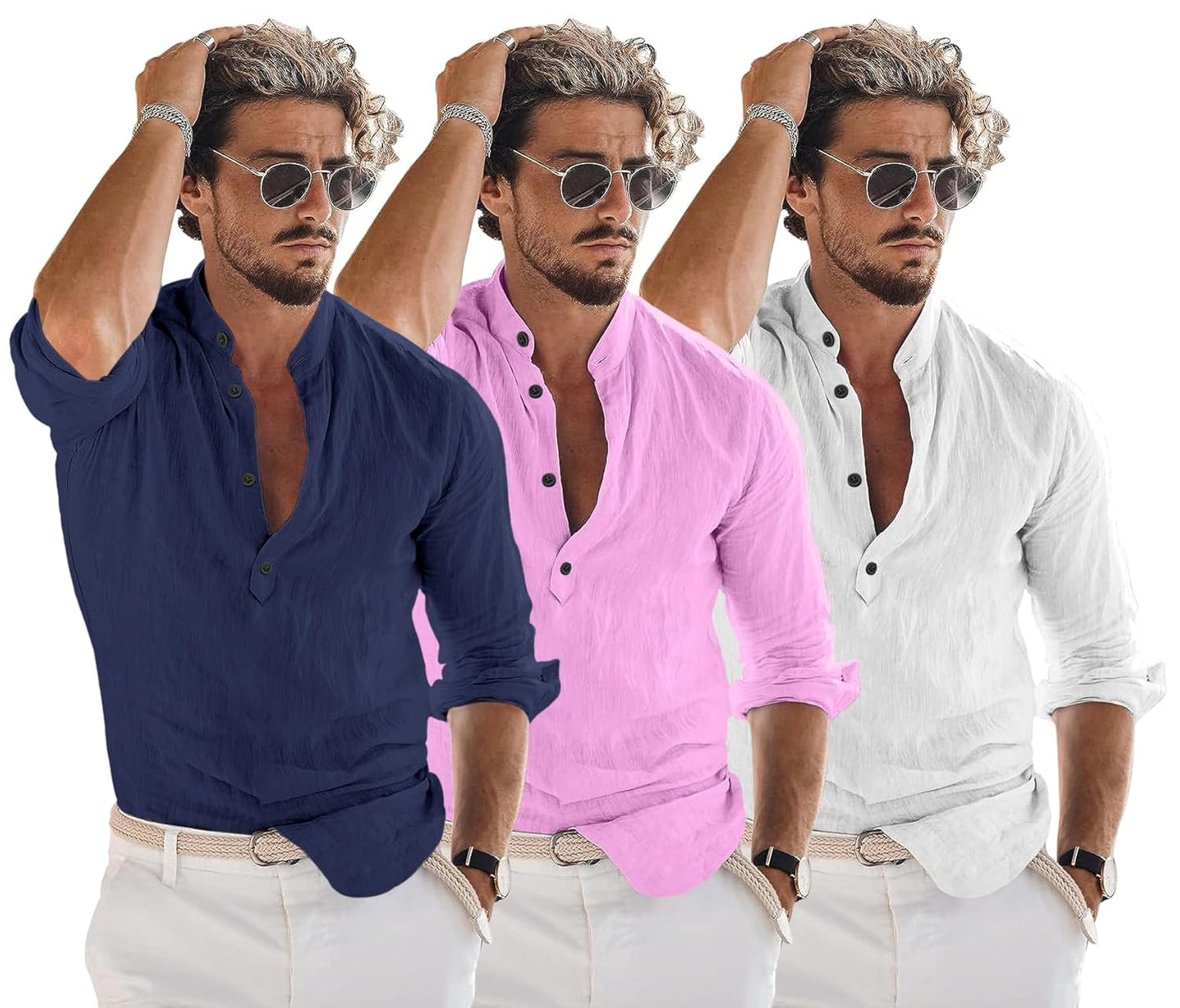 Men Solid Cotton Blend Straight Kurta Shirt Pack of 2