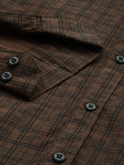 Majestic Man Cotton Checkered Slim Fit Casual Shirt