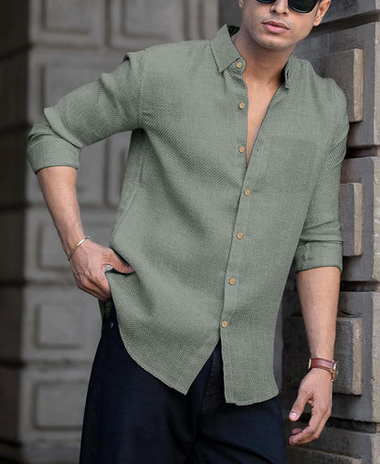 RAIZAX Men Linen Cotton Full Sleeve Shirt for Man