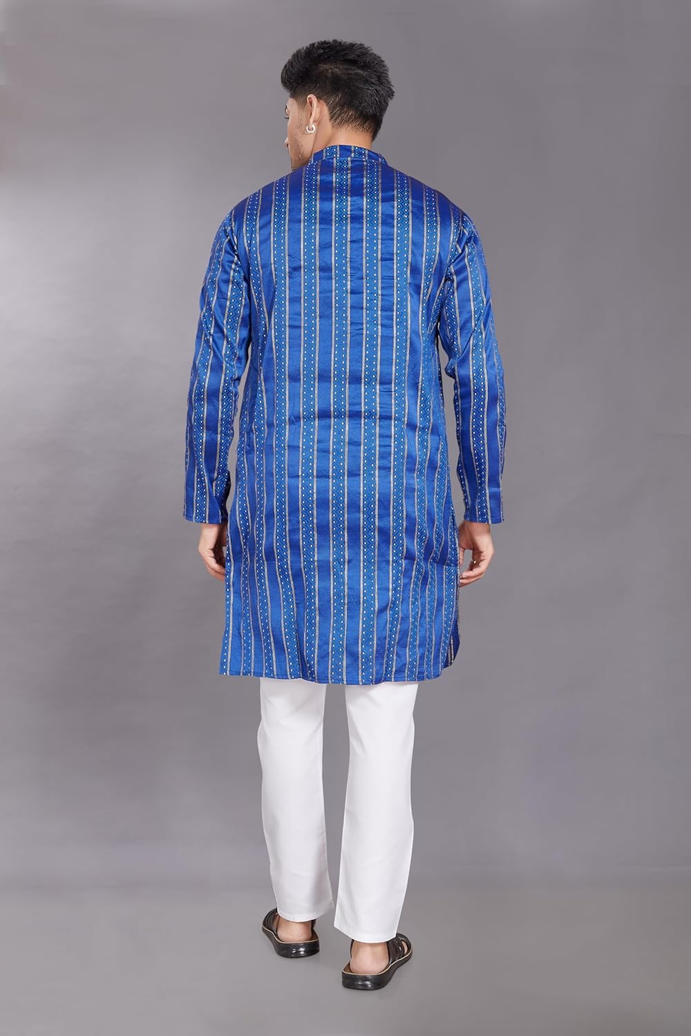 Men's Self Woven Jequard Art Silk Slim Fit Only Kurta