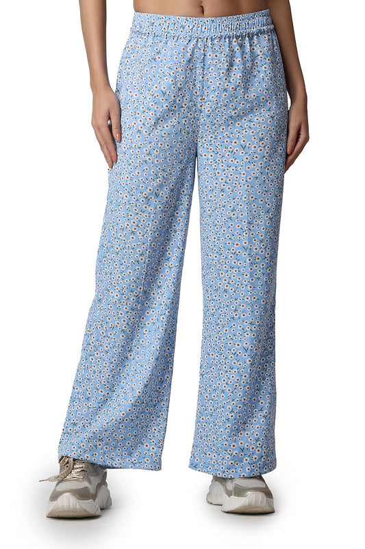 POPWINGS Casual Floral Printed Loose Fit Trousers