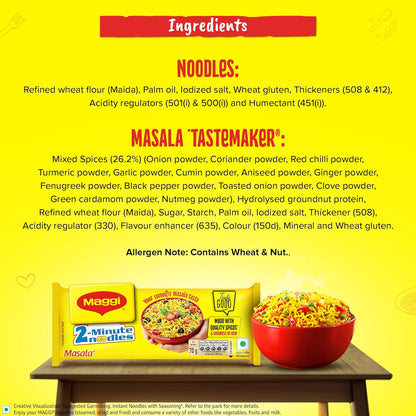 MAGGI 2-Minute Instant Noodles,Masala Noodles, Favourite Masala Taste, 560 g Pouch | 8 Packs