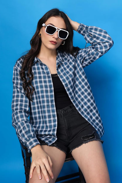 POPWINGS Casual Checks Print Shirt for Women