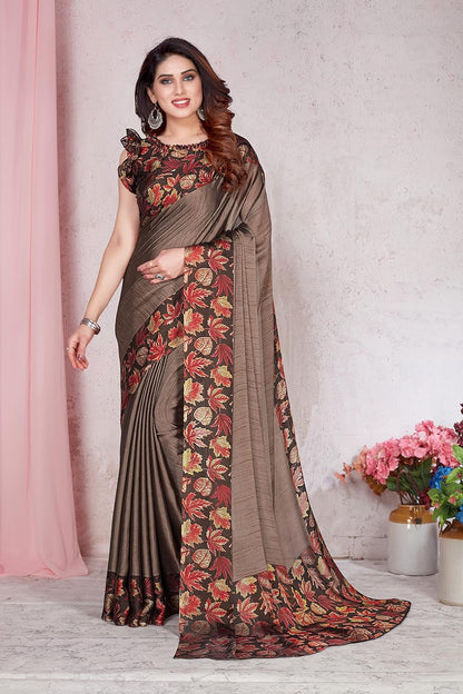 Chiffon Printed Women Saree with Blouse Piece