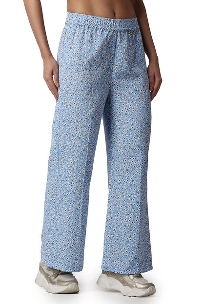 POPWINGS Casual Floral Printed Loose Fit Trousers