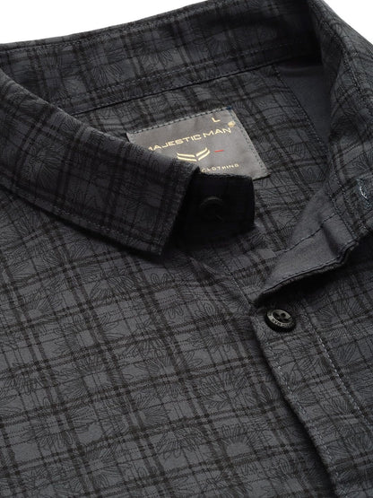 Majestic Man Cotton Checkered Slim Fit Casual Shirt