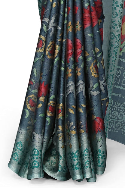 Women's Stylish Chiffon  Print Saree with Blouse Piece