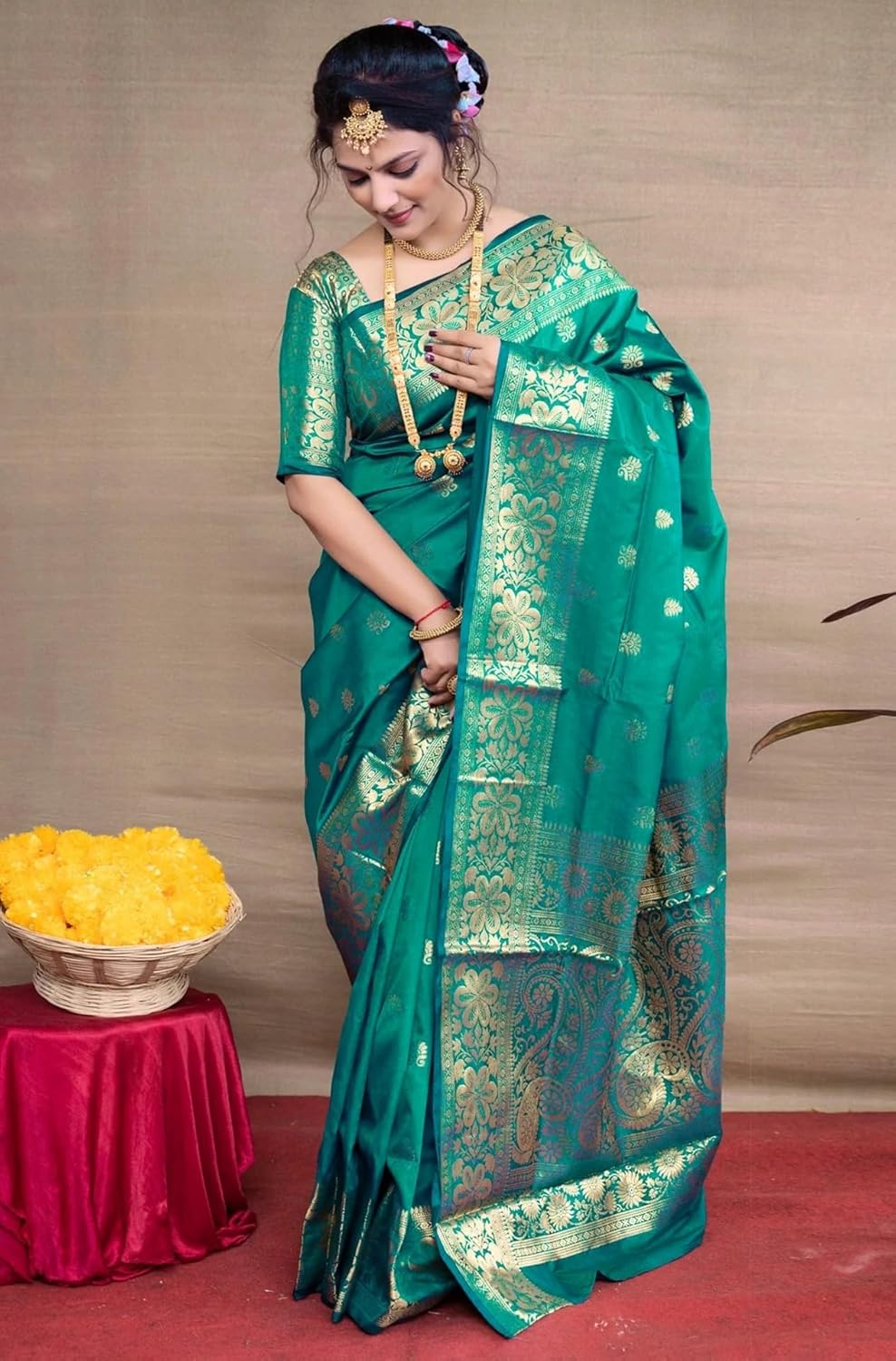 Sugathari Women's Banarasi Saree Pure Kanjivaram Silk Saree