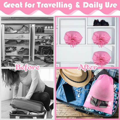 Shoe Bags for Travel, Drawstring Packing Bags, Dustproof