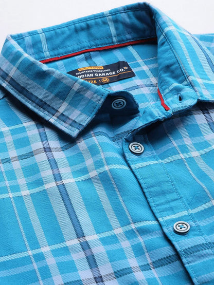The Indian Garage Co Men's Cotton Slim Fit Checkered