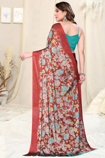 Floral Printed Saree with Blouse Piece